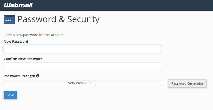 RoundCube reset password page