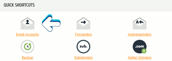 Quick Shortcuts Email Accounts option Quick Shortcuts Email Accounts option