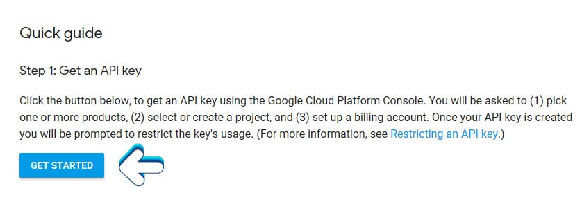 Google Maps Get Started Link