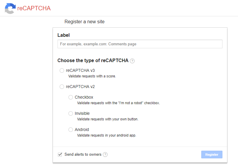 reCAPTCHA options