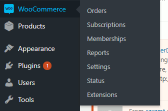 Woocommerce Orders menu option