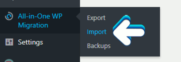 Import menu option