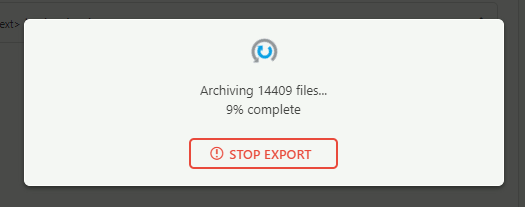 exporting loading panel