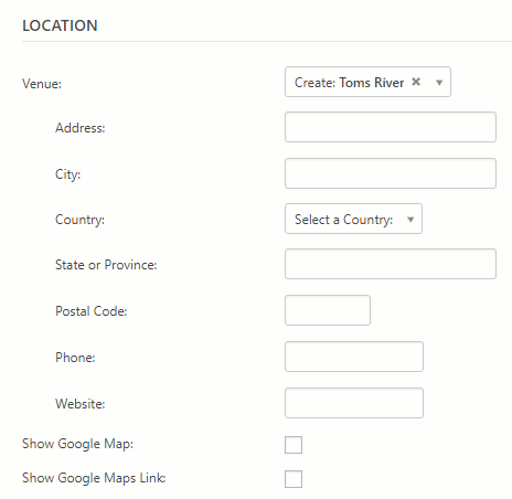 Location section options Location section options