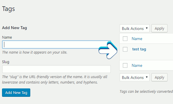 Setting up a tag