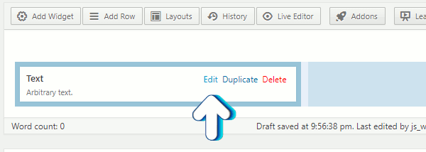 Edit option for a widget
