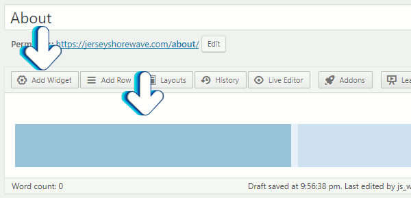 Highlight column and click Add Widget