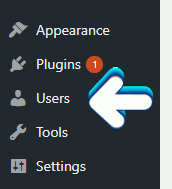 Users menu option in WordPress